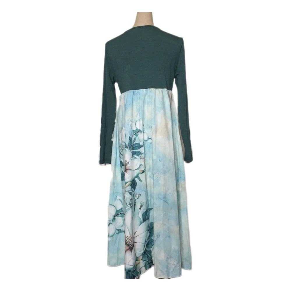 Blue 🛍️ Floral long sleeve NWT Dress Sz S - Picture 3 of 8